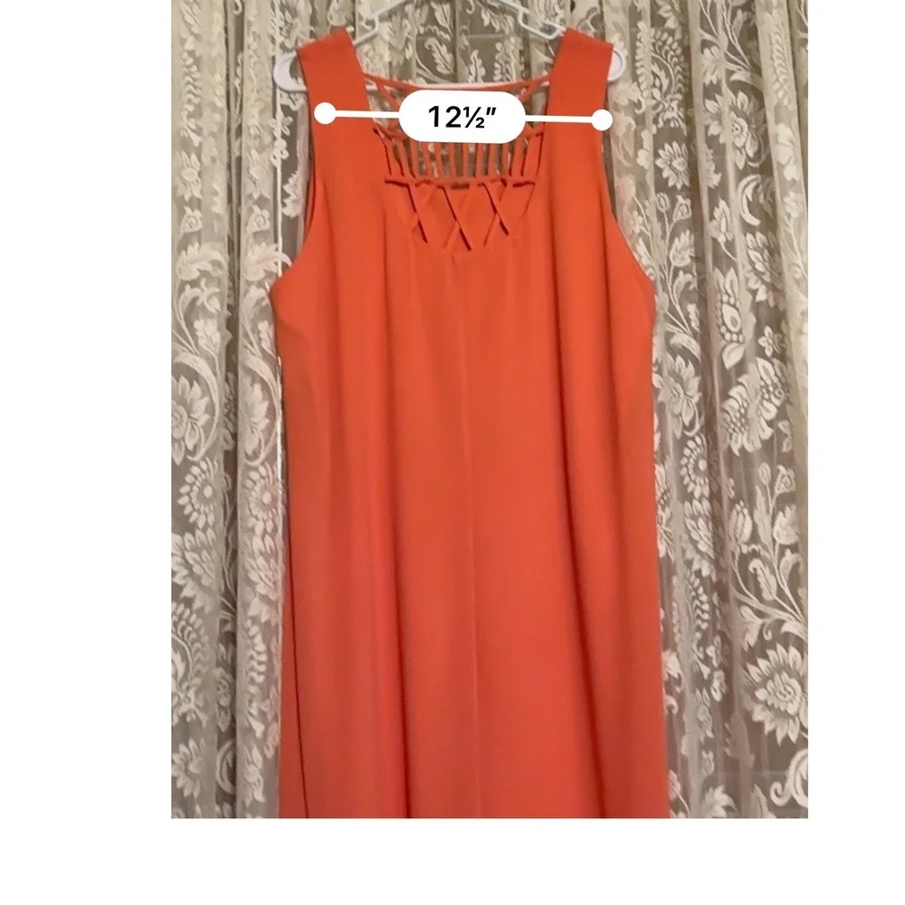 Free 2 Luv Coral Dress Sleeveless Casual Summer Dress Cutout Back fully lined 3X